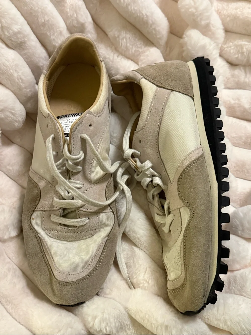 Stalwart Beige & Cream Retro Runner Sneakers